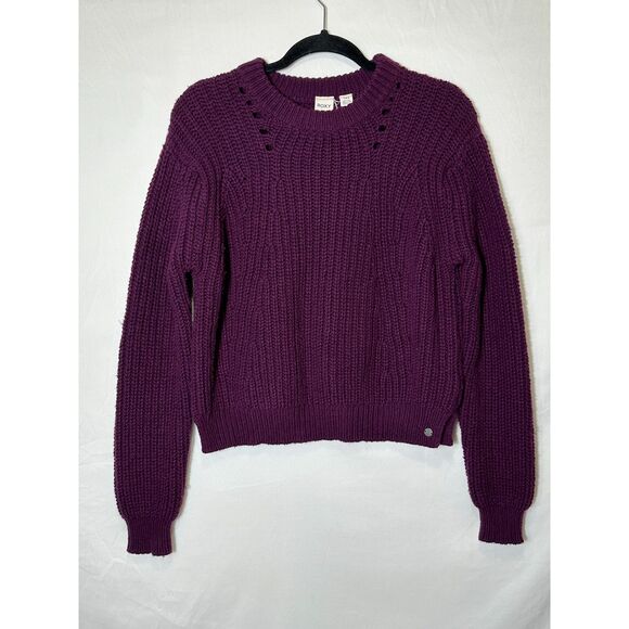 Roxy Women's Soft Pointelle Cropped Cable Knit Sweater, Size L - Picture 1 of 4